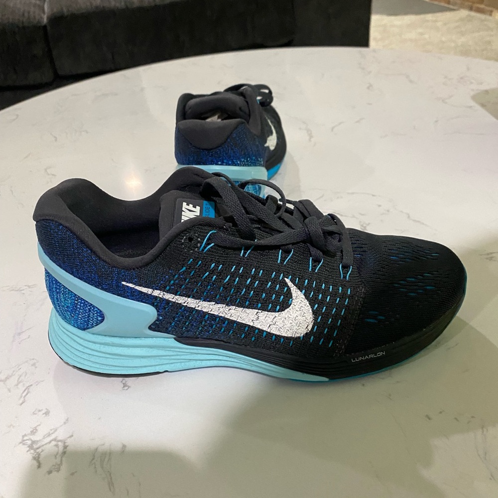 Nike Black and Teal Athletic Shoes- Lunarglide 7